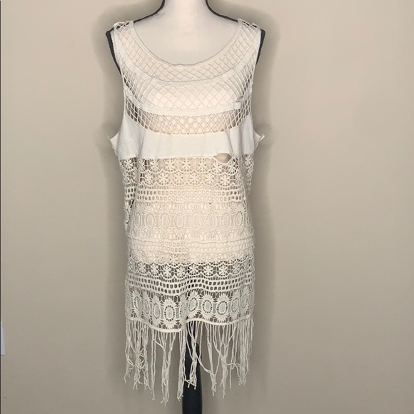 Le dor Tops - Le Dor cream croissant crochet cut out cover up size 3x